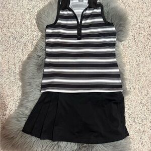 Callaway Striped golf Top and Black Bolle Skort